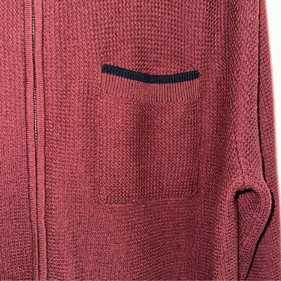 Banana Republic x Mad Men L Burgundy Navy Knit Full Zip Cardigan Sweater - Picture 7 of 13